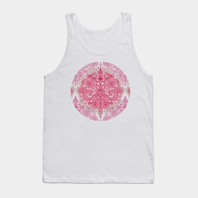 Happy Place Doodle in Berry Pink, Cream & Mauve Tank Top by micklyn